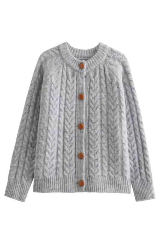 'Daisy' Cable-Knit Loose Cardigan (2 Colors) sold by Goodnight Macaroon