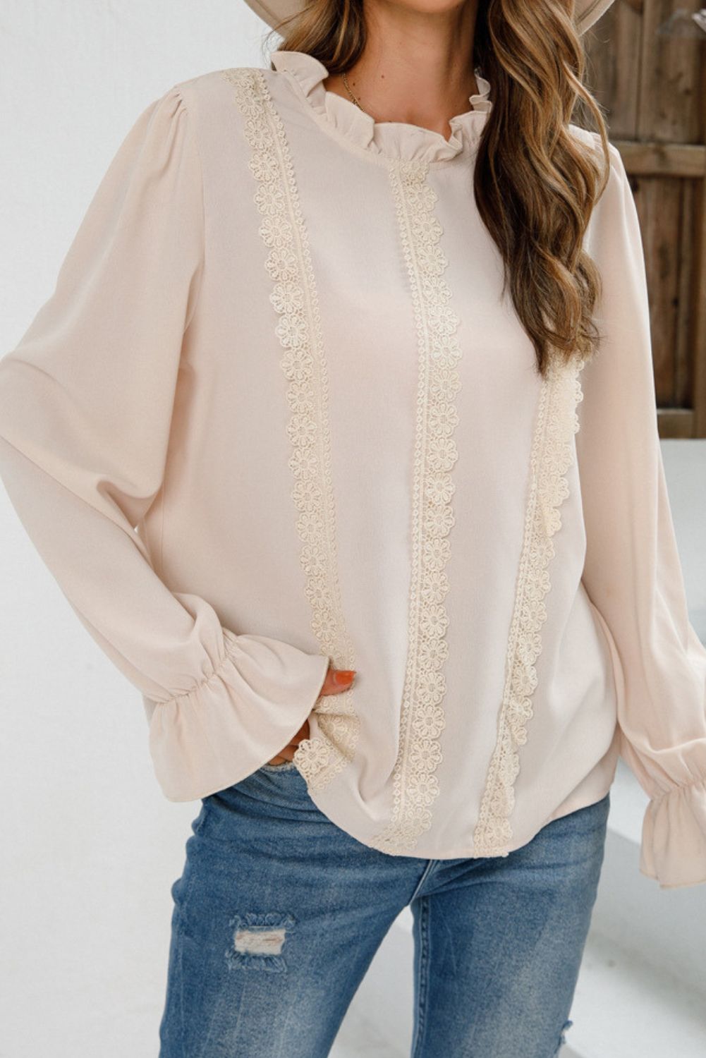 Ruffle Long Sleeve Blouse #148013 sold by Goodnight Macaroon