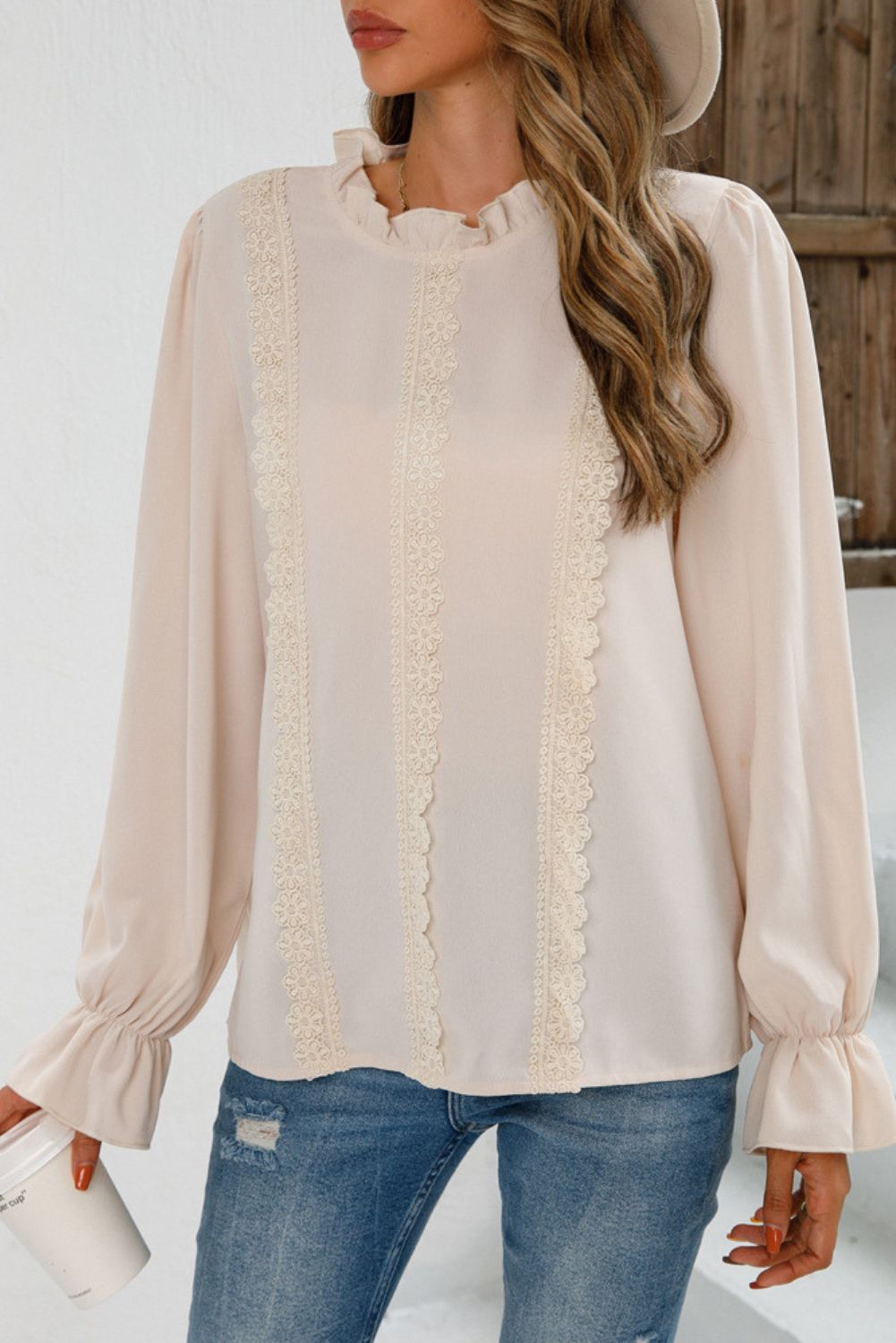 Ruffle Long Sleeve Blouse #148013 sold by Goodnight Macaroon product image thumbnail 5
