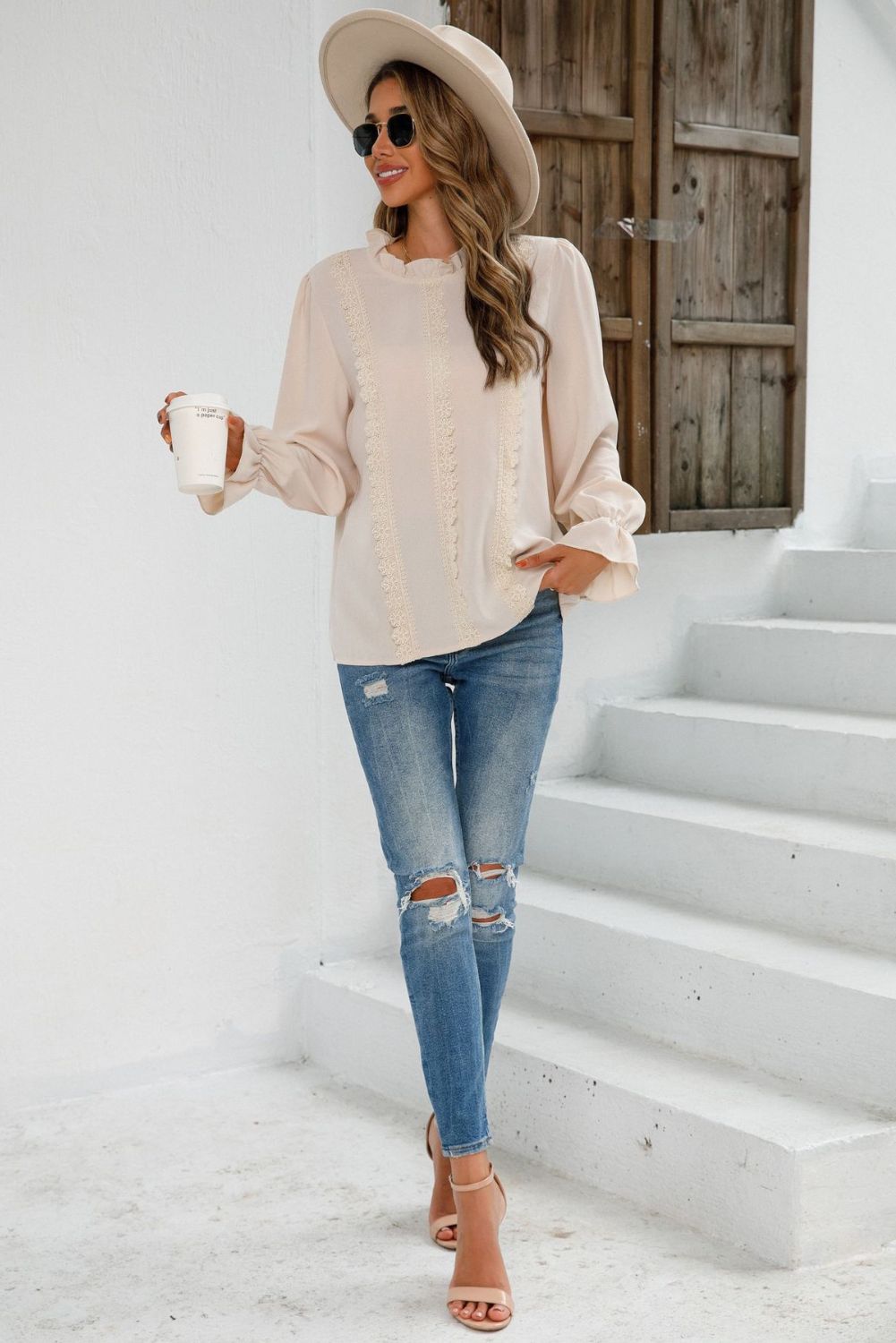 Ruffle Long Sleeve Blouse #148013 sold by Goodnight Macaroon product image thumbnail 4