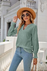 Eyelet Long Sleeve Blouse #146396 sold by Goodnight Macaroon