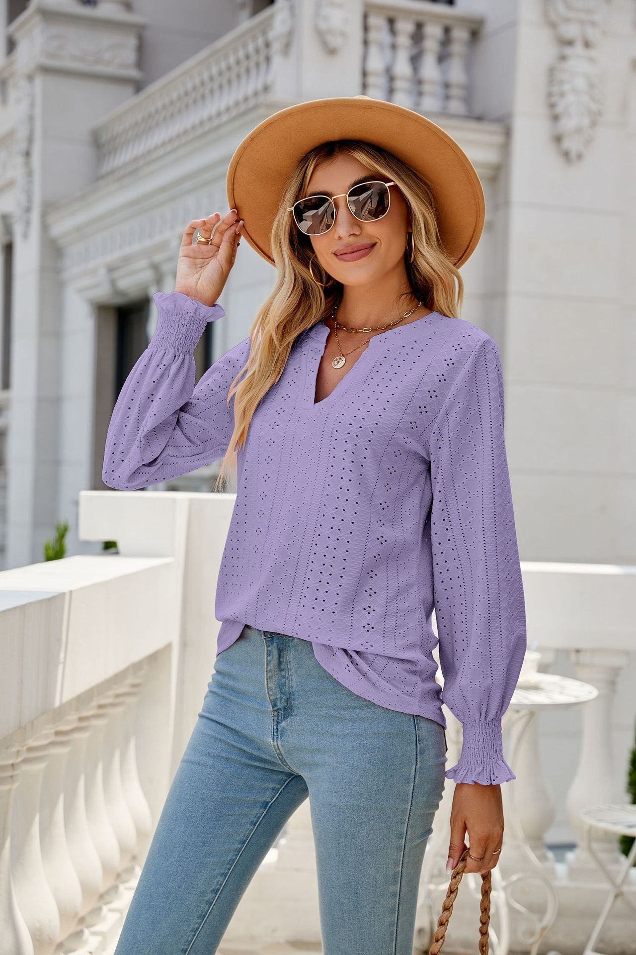 Eyelet Long Sleeve Blouse #146396 sold by Goodnight Macaroon product image thumbnail 8