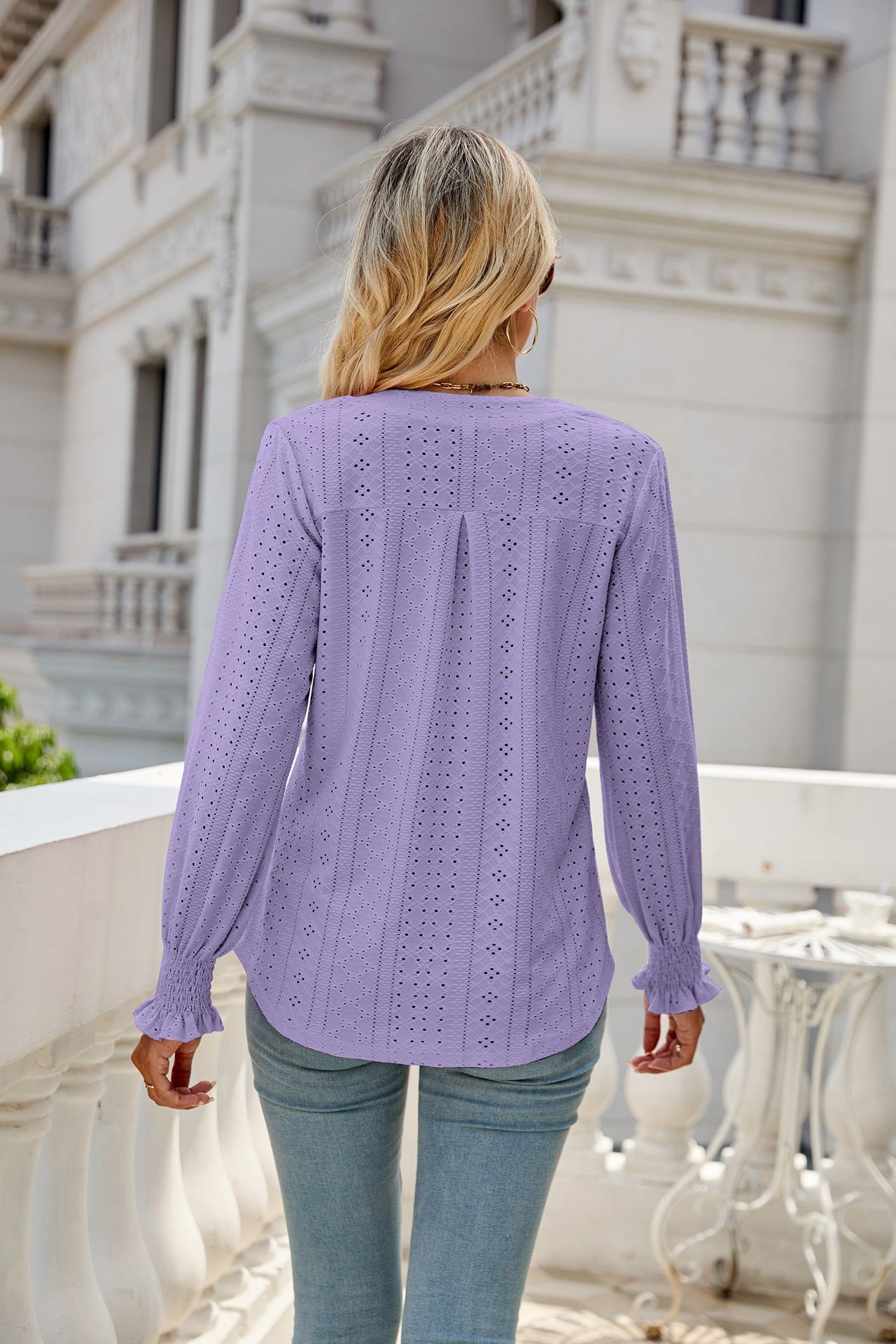 Eyelet Long Sleeve Blouse #146396 sold by Goodnight Macaroon product image thumbnail 11