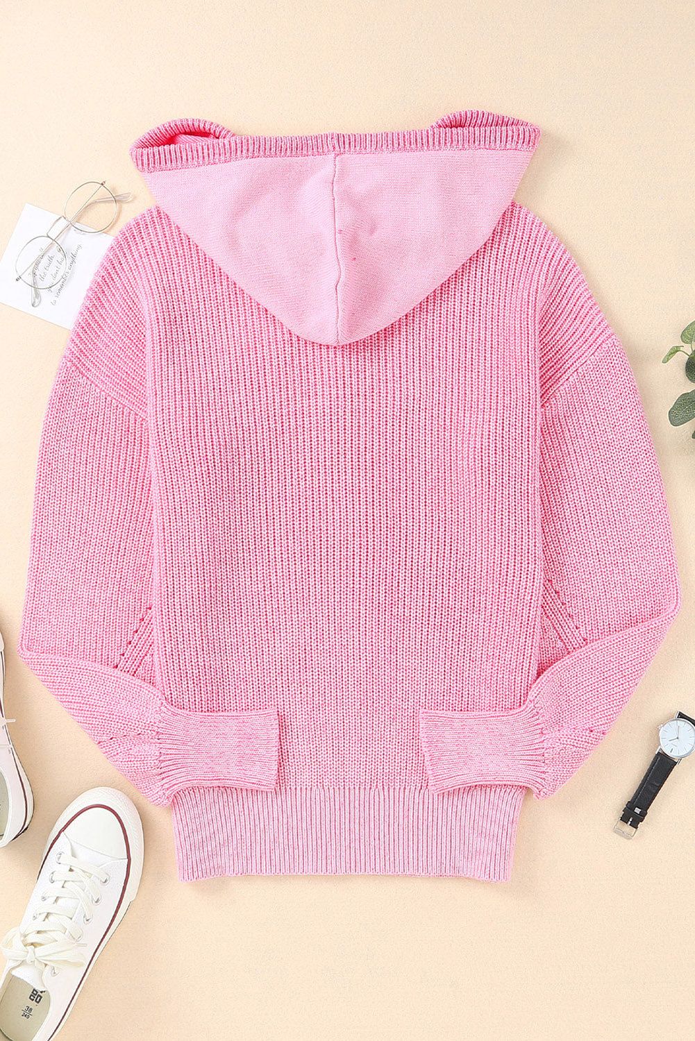'Teagan' Quarter-Button Drawstring Hooded Sweater sold by Goodnight Macaroon product image thumbnail 7