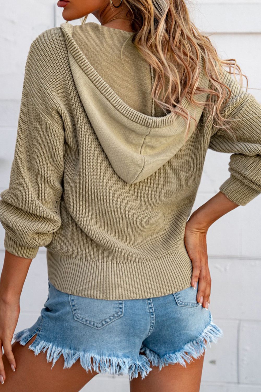 'Teagan' Quarter-Button Drawstring Hooded Sweater sold by Goodnight Macaroon product image thumbnail 2