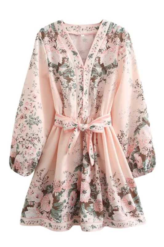 'Yvonne' Maya Floral Belted Short Dress made by Goodnight Macaroon