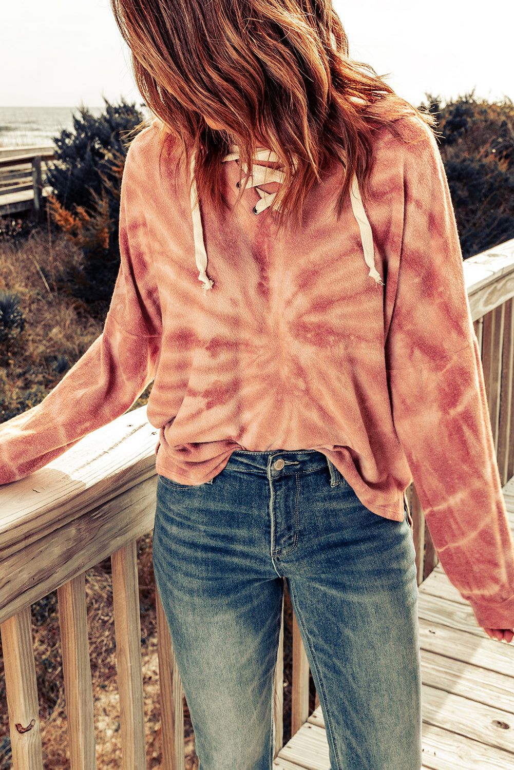 Tie-Dye Lace-Up Hoodie sold by Goodnight Macaroon product image thumbnail 2