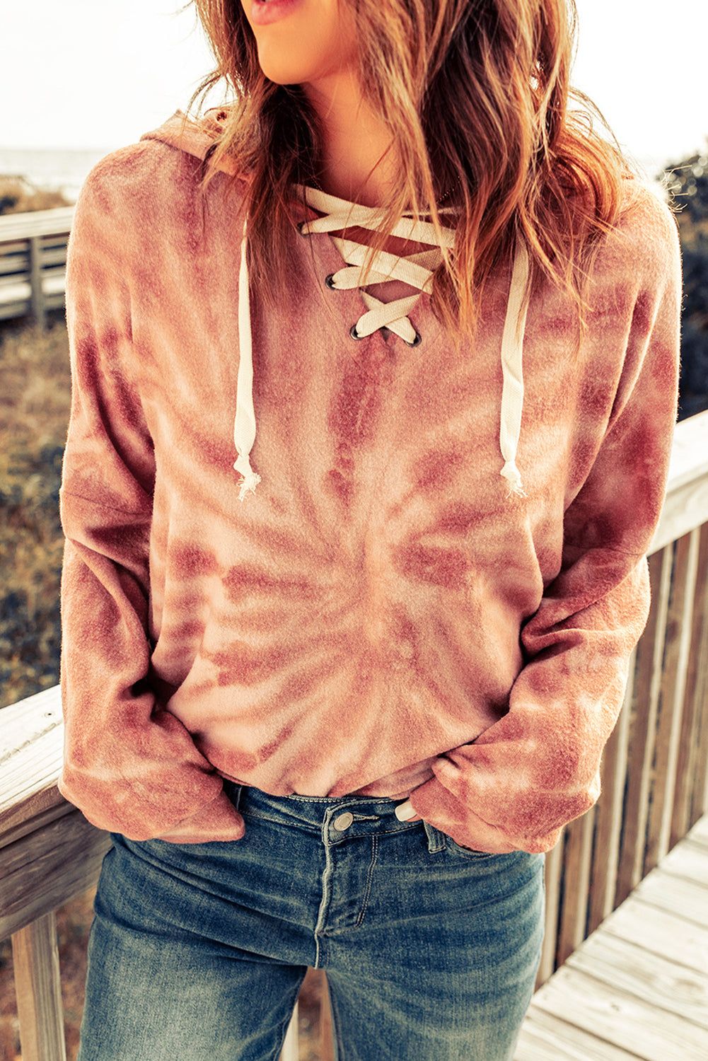 Tie-Dye Lace-Up Hoodie sold by Goodnight Macaroon product image thumbnail 3