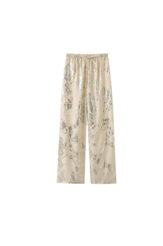 'Olivia' Stylish Metallic Print Trousers made by Goodnight Macaroon