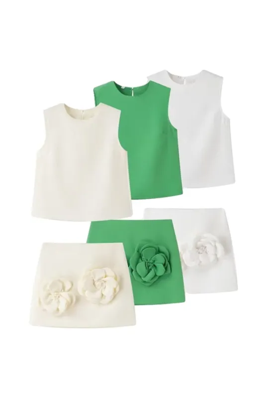 ‘Ruby’ Sleeveless Vest Top & Skirt Set made by Goodnight Macaroon