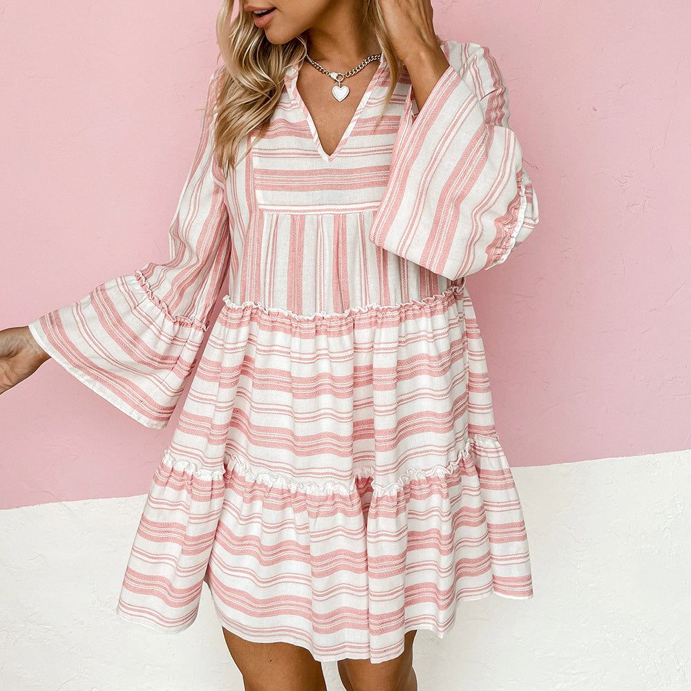 Bell Sleeved Striped Swing Dress #121606 sold by Goodnight Macaroon product image thumbnail 2