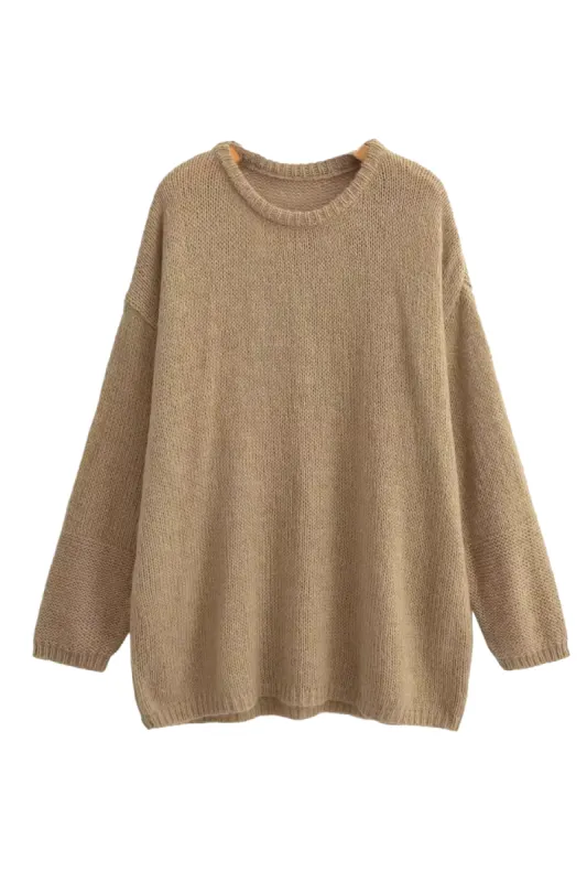 'Wendy' Round Neck Knitted Loose Pullover Sweater (4 Colors) sold by Goodnight Macaroon