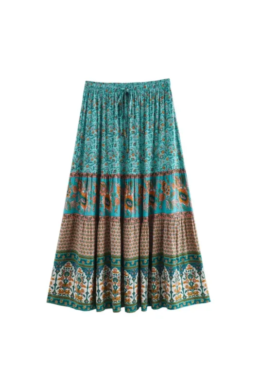 ‘Lily’ Vacation Style Cotton Midi Skirt sold by Goodnight Macaroon
