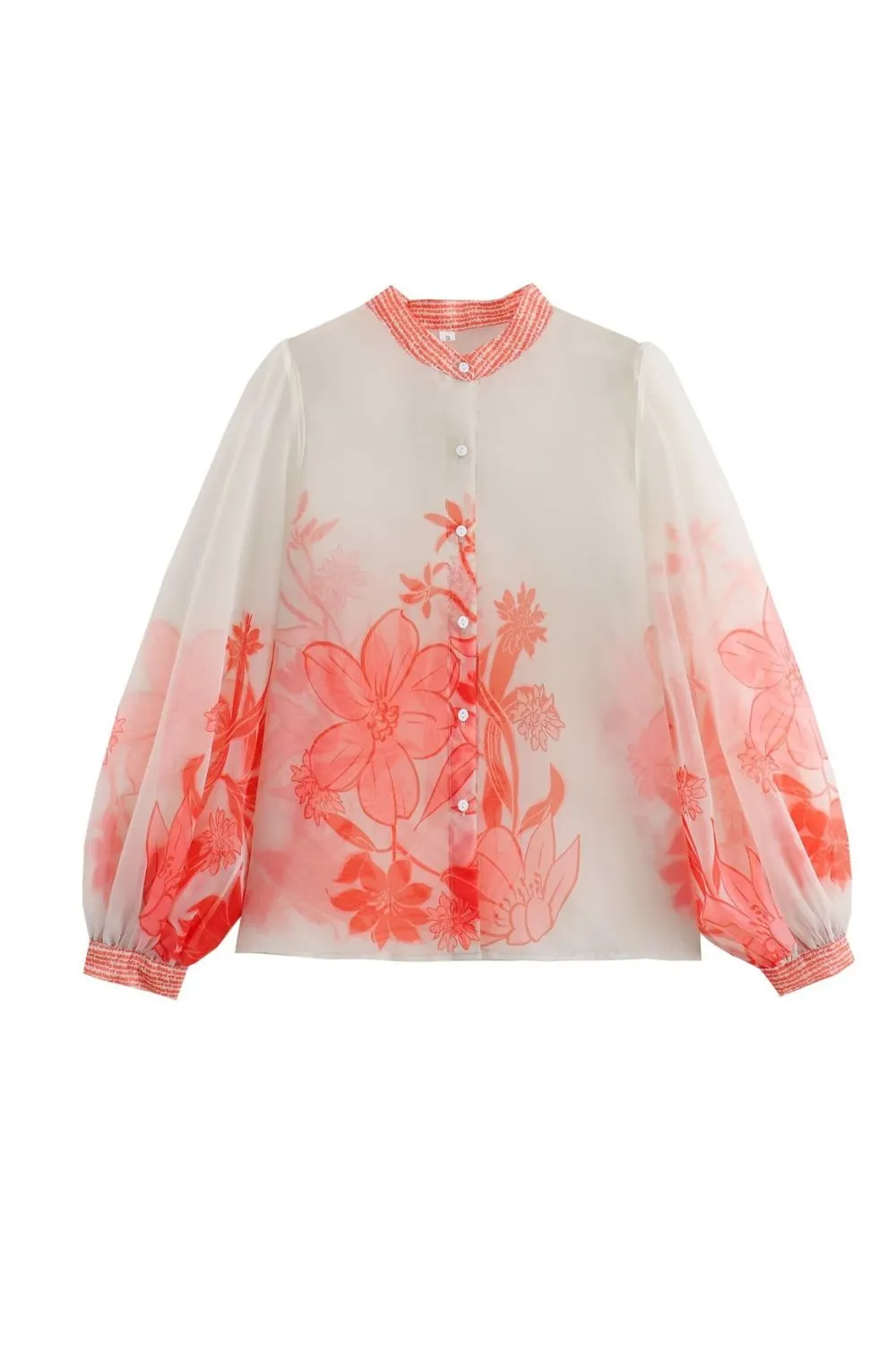 ‘Poppy’ Simple Floral Print Sheer Long Sleeve Blouse sold by Goodnight Macaroon