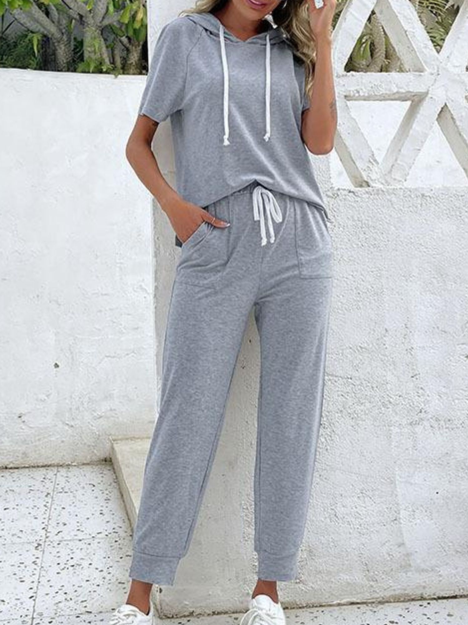 'Katelyn' Short Sleeve Hoodie Set sold by Goodnight Macaroon