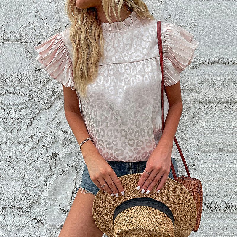 Animal Print Ruffled Sleeve Blouse #167183 sold by Goodnight Macaroon product image thumbnail 2