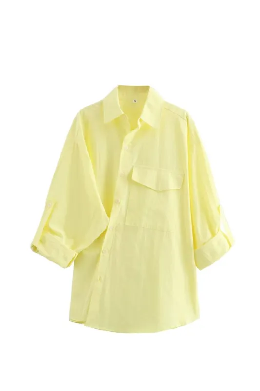 'Amber' Yellow Irregular Long Sleeve Shirt sold by Goodnight Macaroon