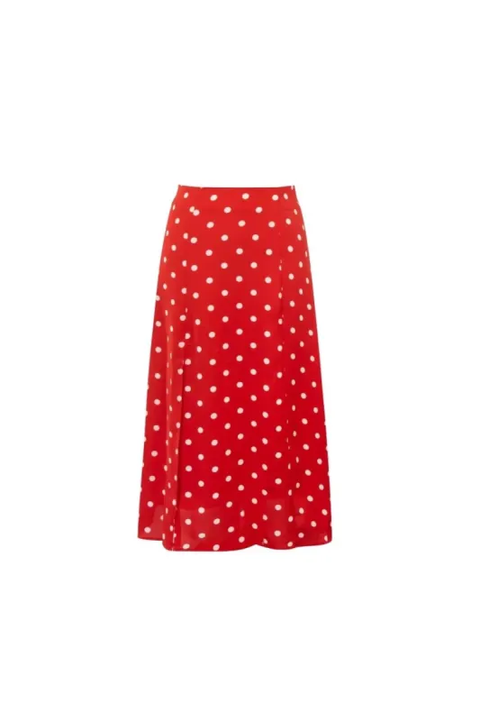 'Alice' Red Polka Dot Midi Skirt sold by Goodnight Macaroon