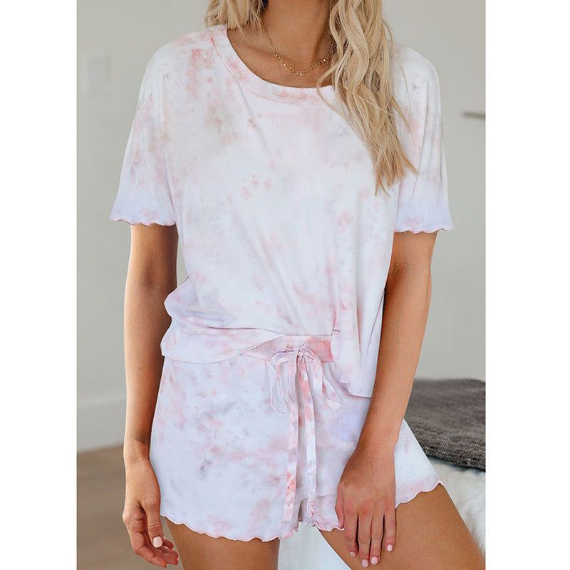 Tie-Dye Printed Short Sleeve Two-Piece Pyjamas #64991 sold by Goodnight Macaroon product image thumbnail 6