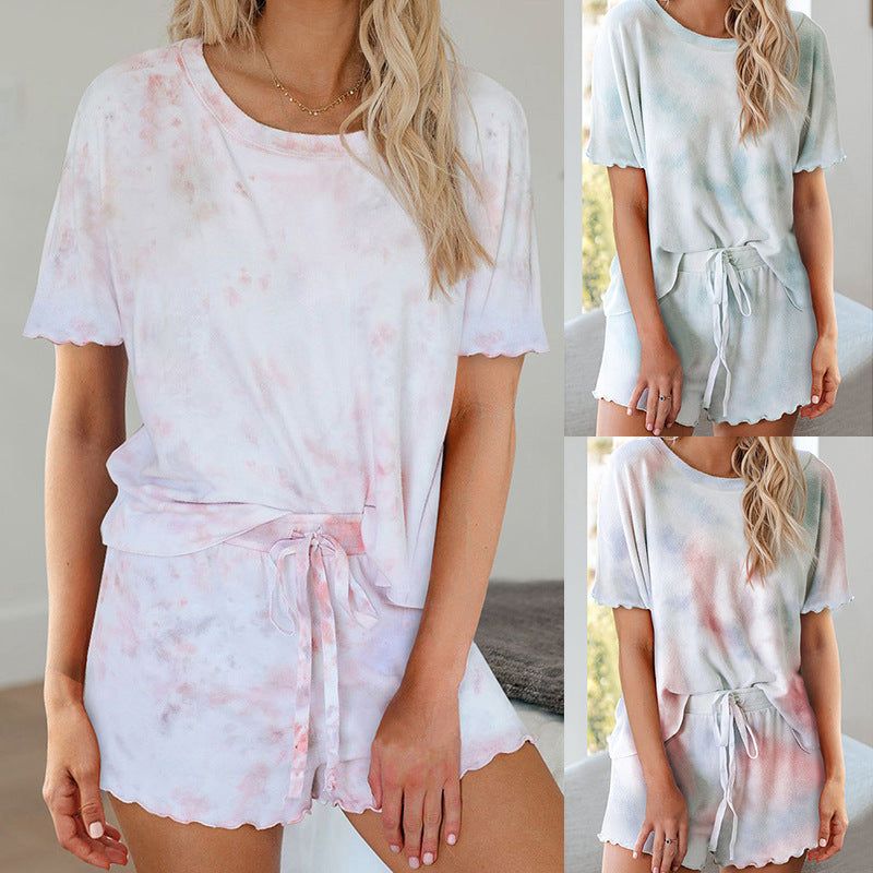 Tie-Dye Printed Short Sleeve Two-Piece Pyjamas #64991 sold by Goodnight Macaroon product image thumbnail 5