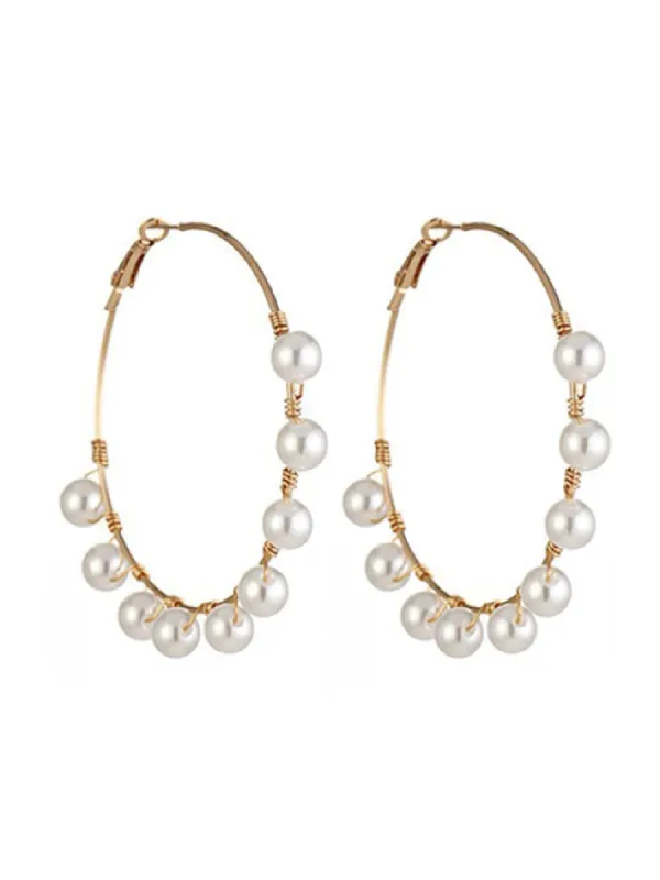 'Megan' Pearl Hoop Earrings sold by Goodnight Macaroon