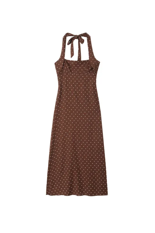 ‘Millie' Mixed-Fabric Polka Dot Midi Dress sold by Goodnight Macaroon