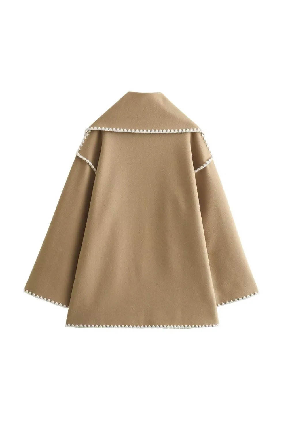 'Samantha' Scarf-Trimmed Patchwork Woolen Knit Coat sold by Goodnight Macaroon product image thumbnail 3