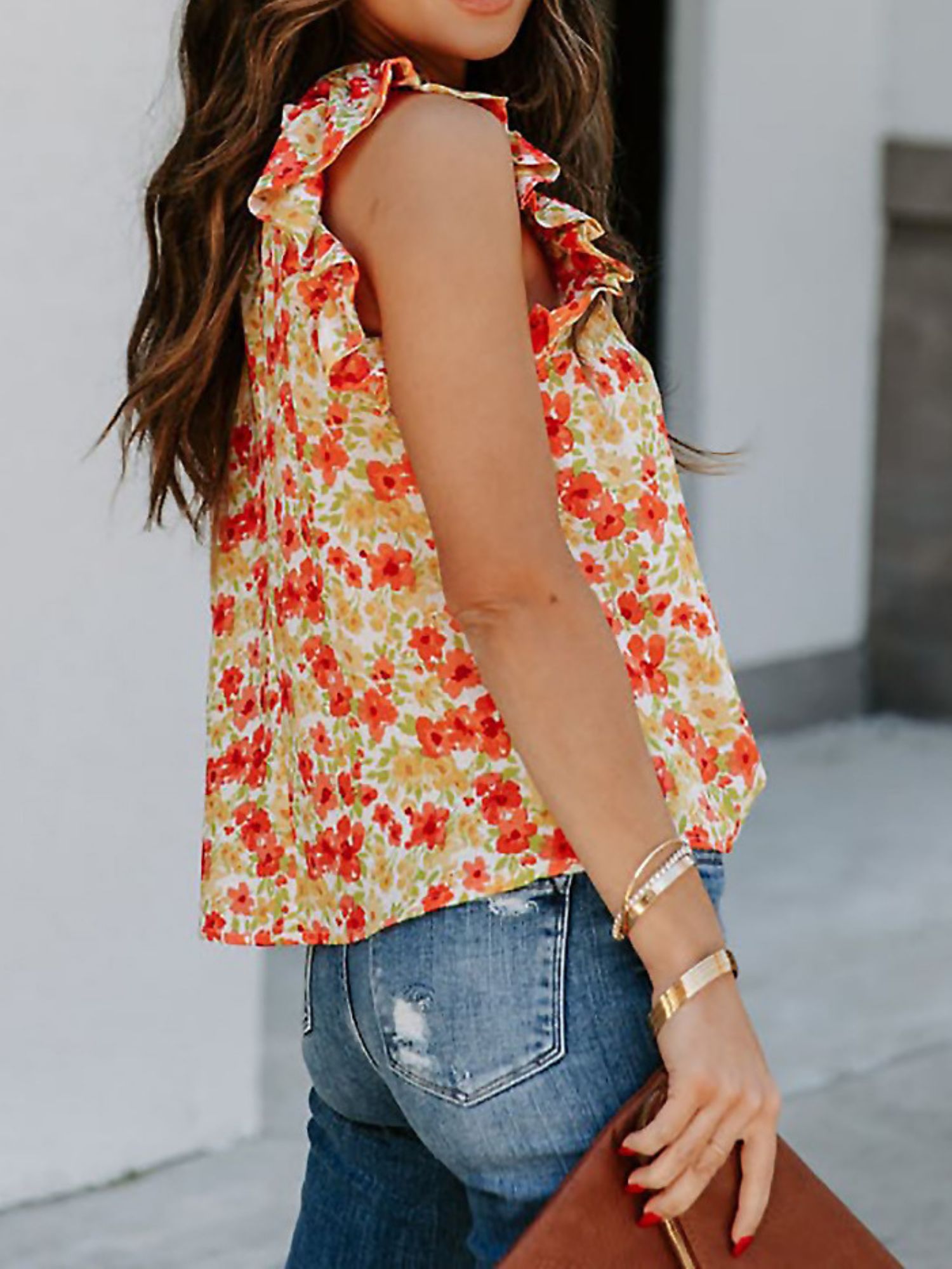 'Zoya' High Neck Floral Printed Vest sold by Goodnight Macaroon product image thumbnail 3