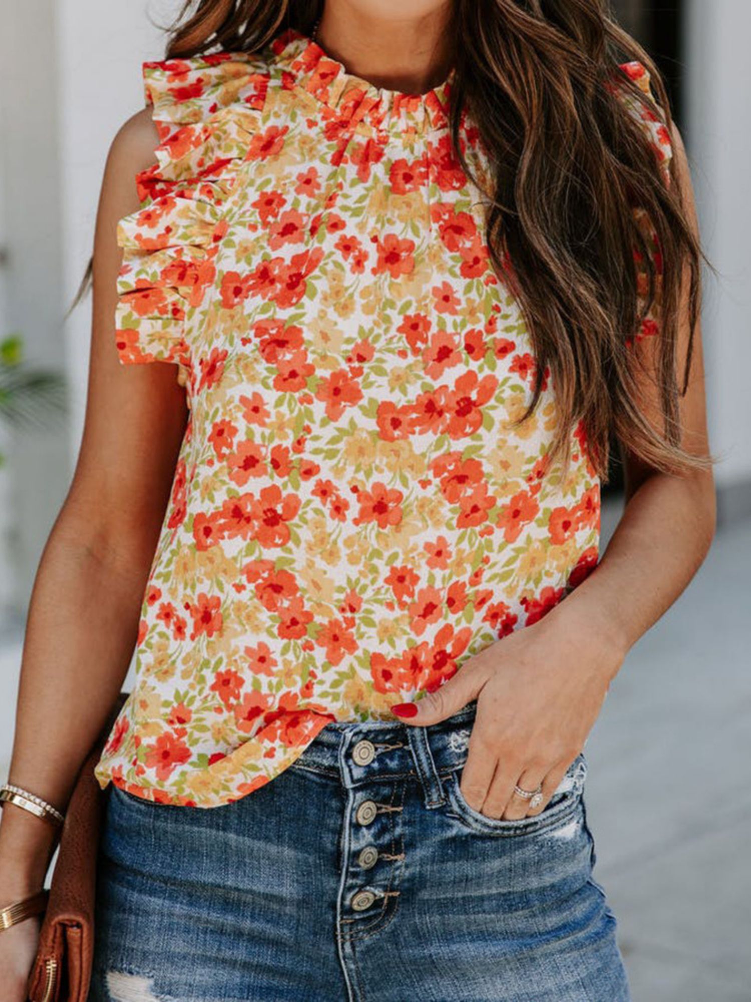 'Zoya' High Neck Floral Printed Vest sold by Goodnight Macaroon