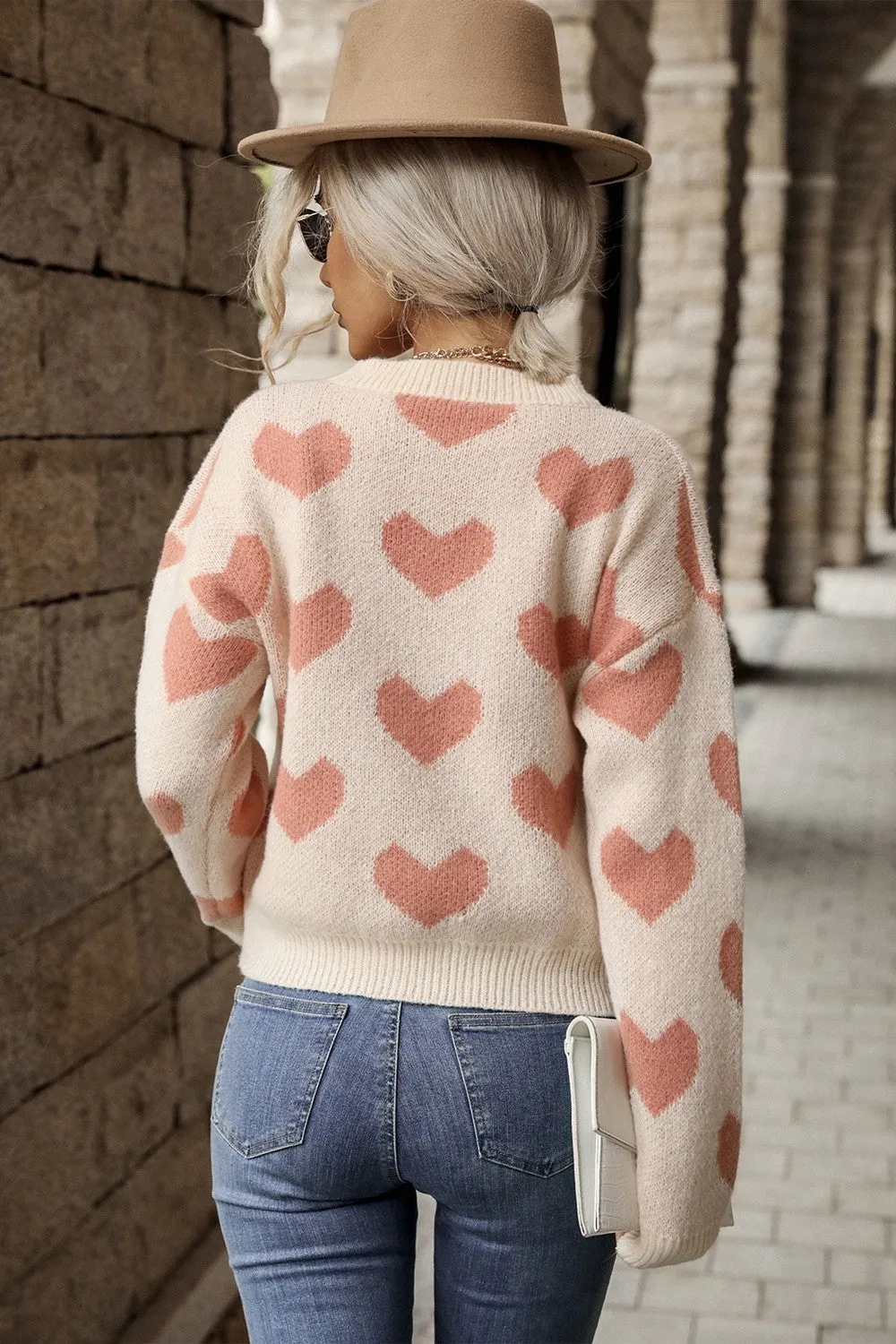 'Eleanor' Heart Pattern Dropped Shoulder Sweater sold by Goodnight Macaroon product image thumbnail 2