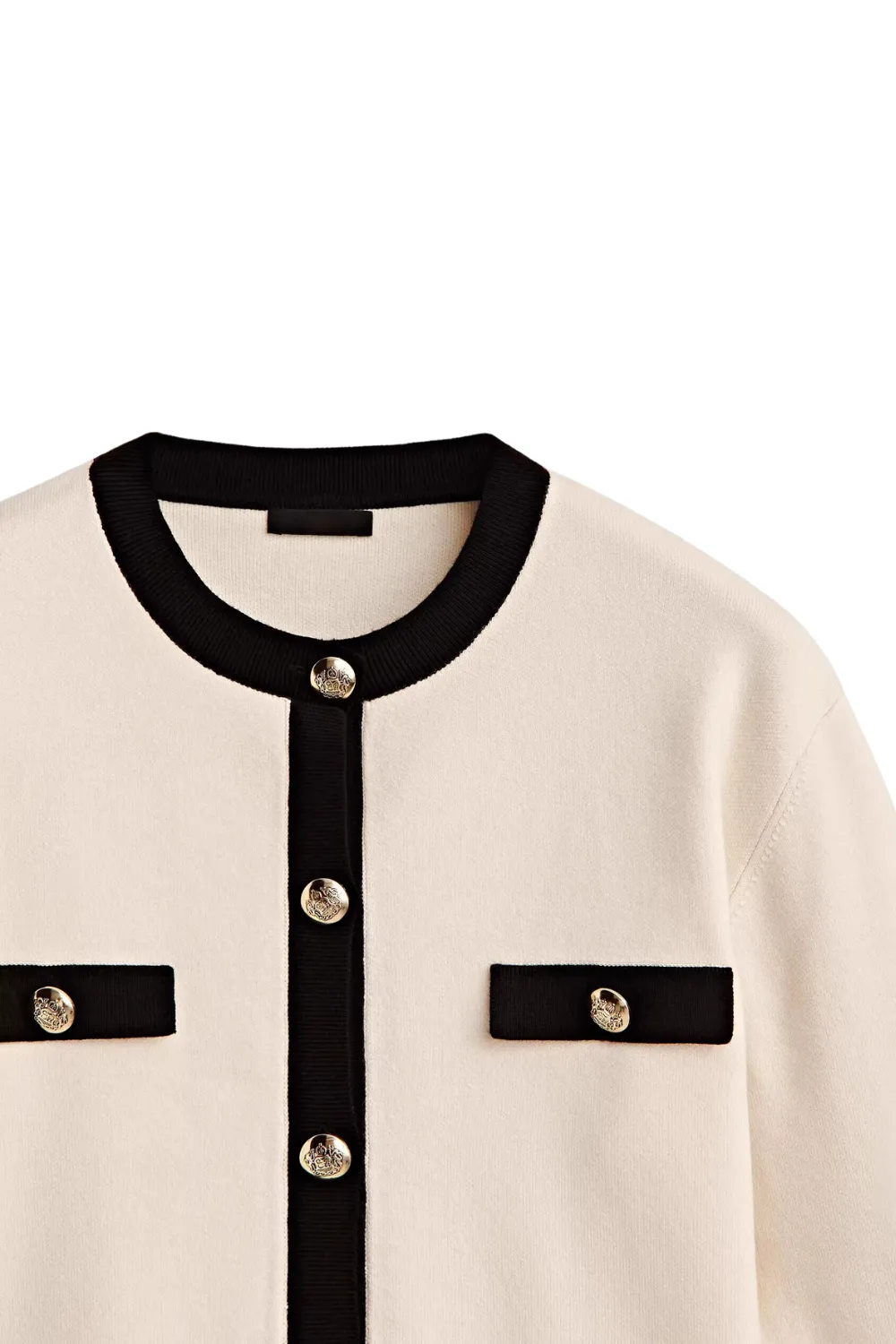 'Christine' Contrast Trim Round Neck Cardigan (2 Colors) sold by Goodnight Macaroon product image thumbnail 4