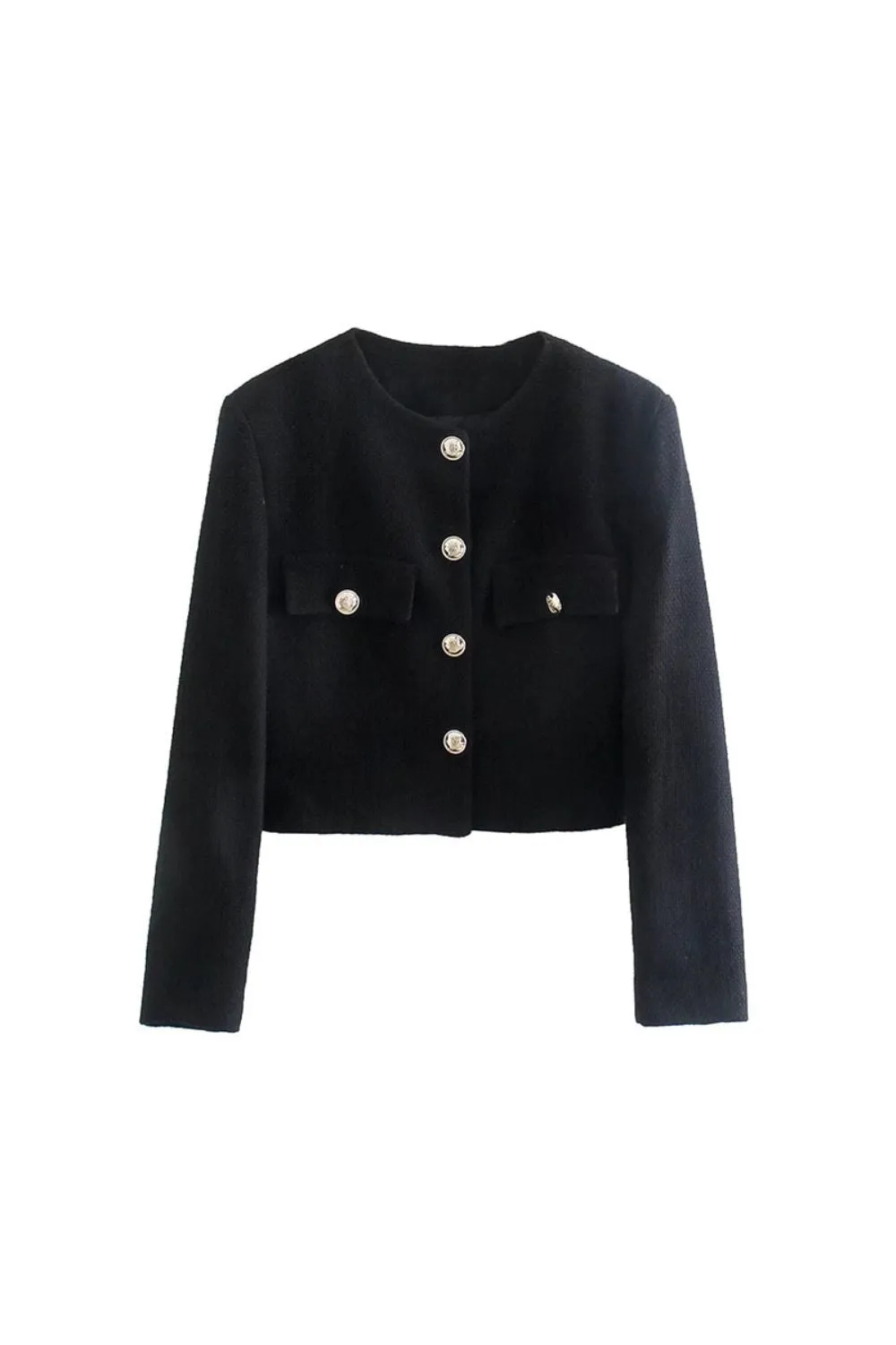 'Ellie' Gold-Buttoned Textured Blazer & Skirt Set sold by Goodnight Macaroon product image thumbnail 2