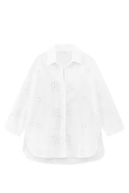 'Brianna' Eyelet Embroidered Long-Sleeved Shirt made by Goodnight Macaroon