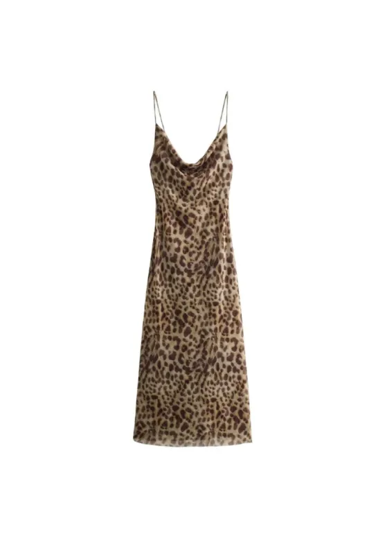 'Harriet' Leopard Print Spaghetti Strap Midi Dress sold by Goodnight Macaroon