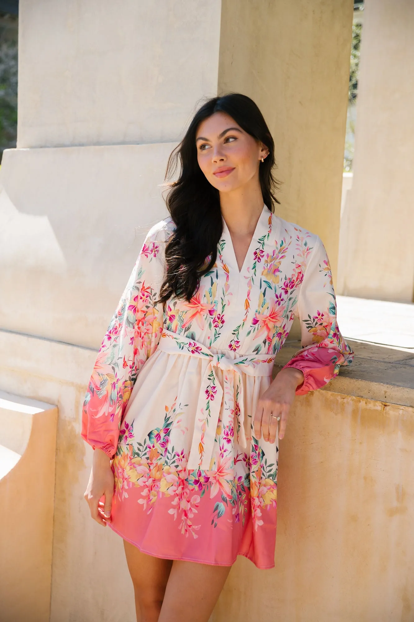 'Selena' Floral Printed Belted Dress sold by Goodnight Macaroon