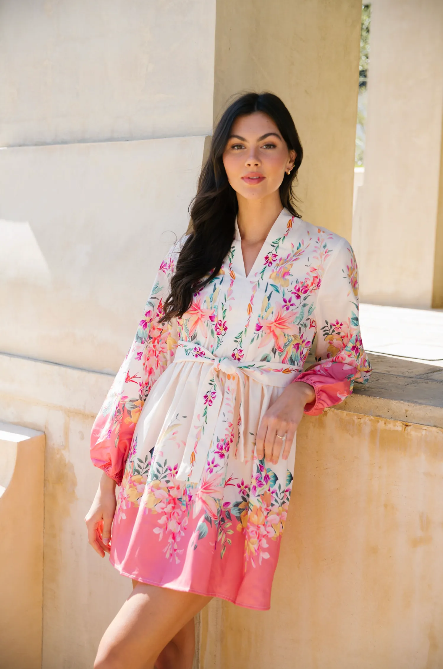 'Selena' Floral Printed Belted Dress sold by Goodnight Macaroon product image thumbnail 3
