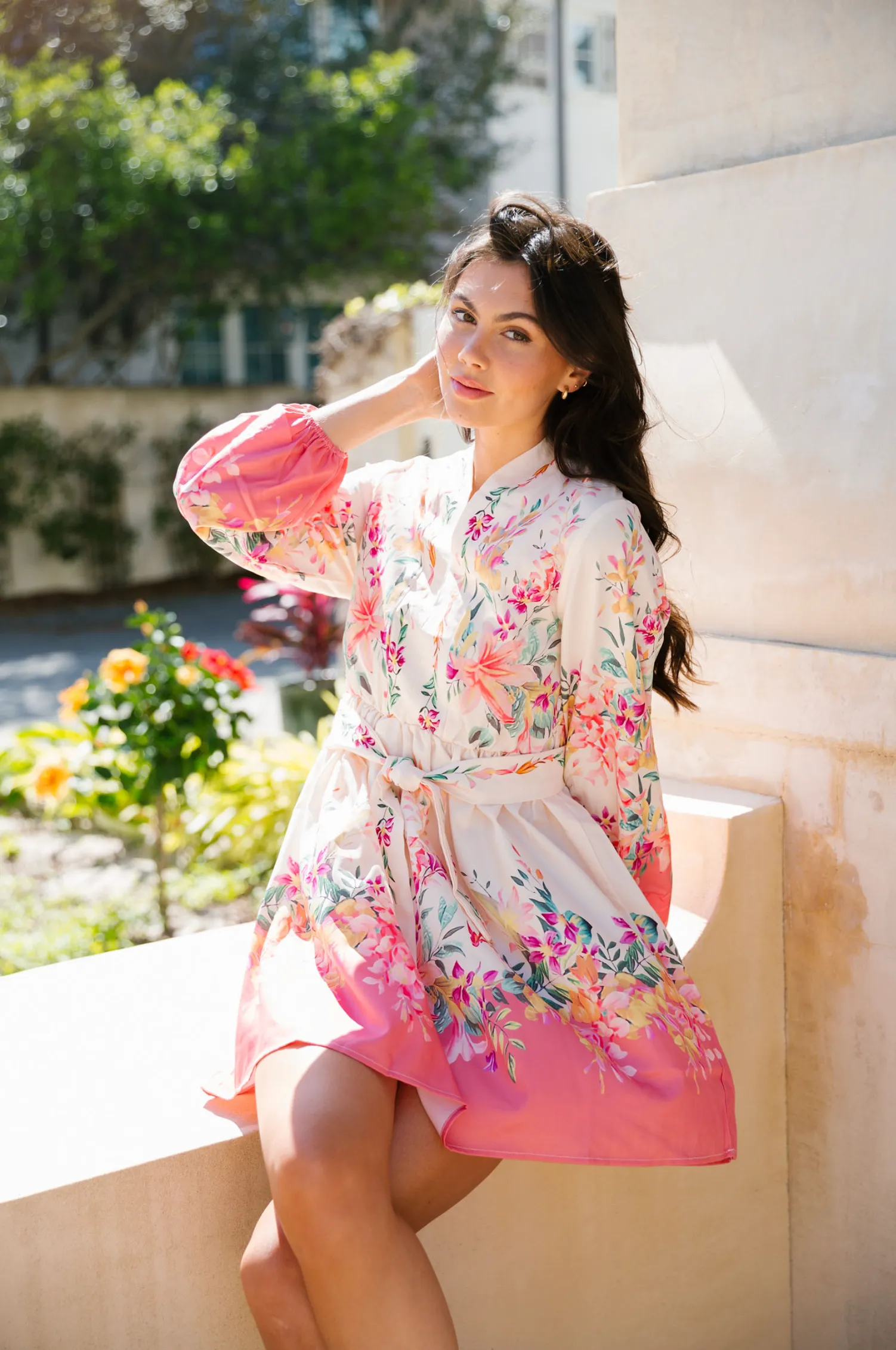 'Selena' Floral Printed Belted Dress sold by Goodnight Macaroon product image thumbnail 4