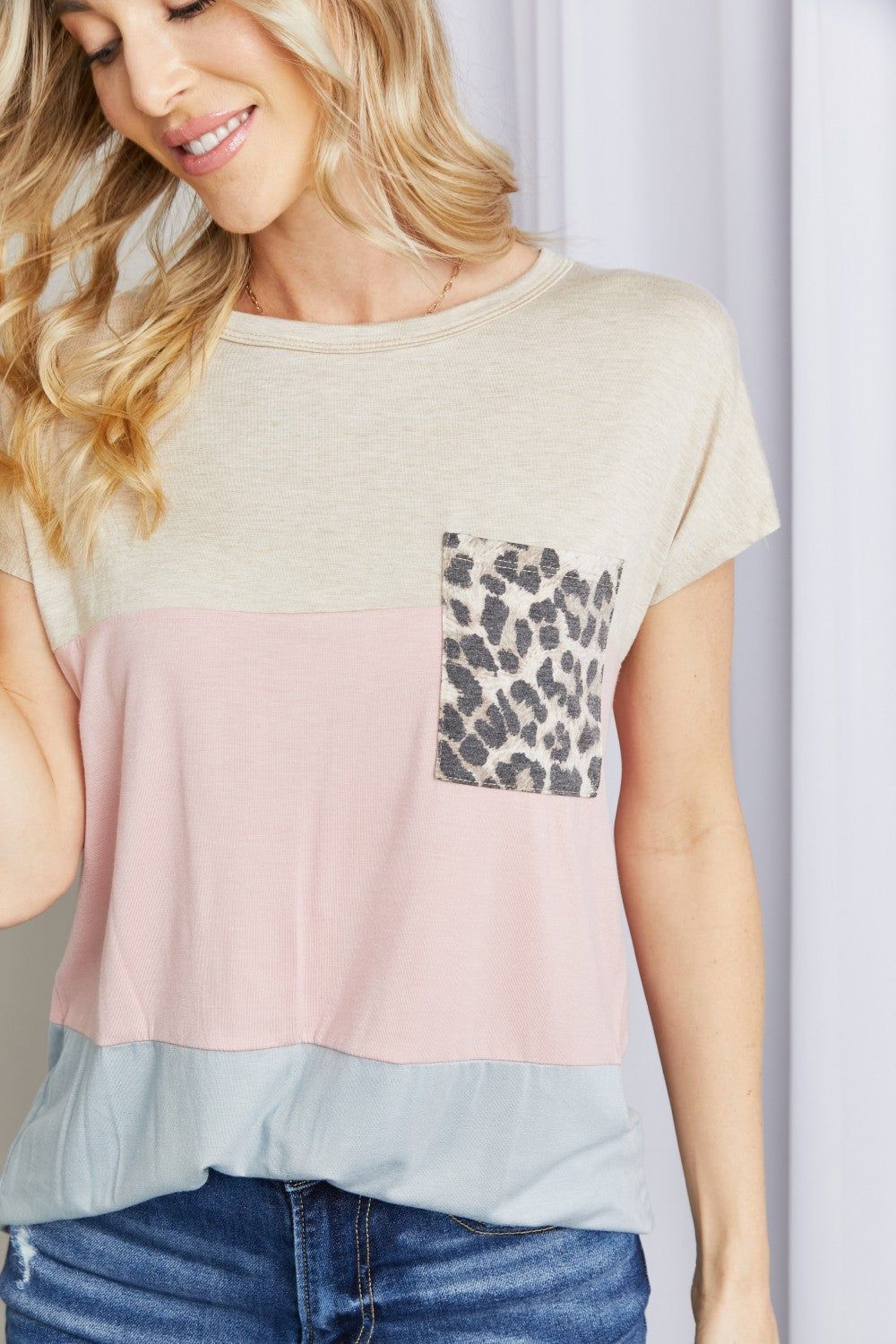 'Tatie' Full Size Color Block Leopard Tee sold by Goodnight Macaroon product image thumbnail 5