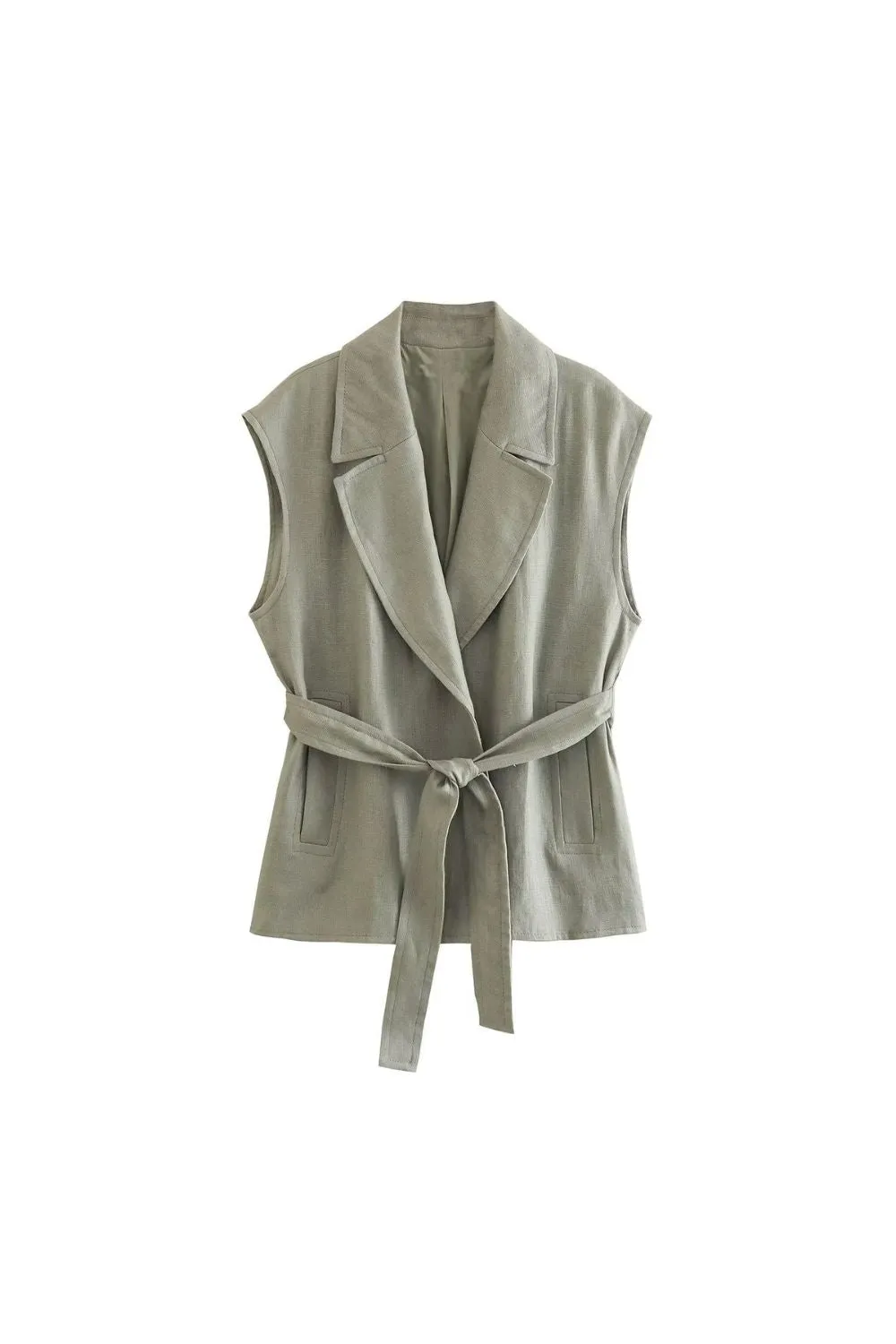 'Savannah' Elegant Linen Vest Paired & High-Waisted Pants (Sold Separately) sold by Goodnight Macaroon product image thumbnail 4