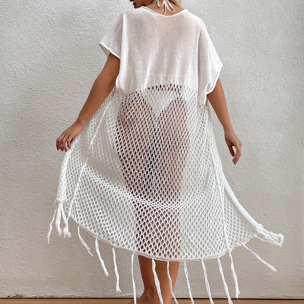 Boho White Tassel Beach Cover Up #165757 sold by Goodnight Macaroon product image thumbnail 6