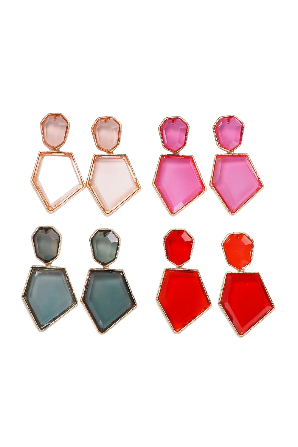 Geometrical Shape Zinc Alloy Frame Resin Dangle Earrings sold by Goodnight Macaroon product image thumbnail 2