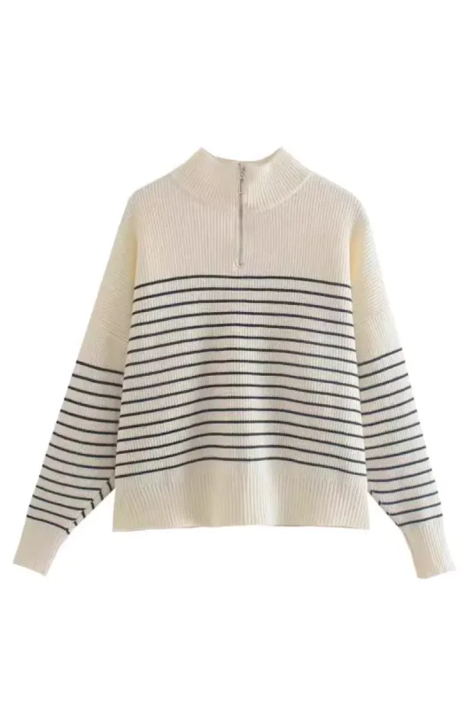 'Vera' Striped Long-Sleeved Knitted Sweater sold by Goodnight Macaroon