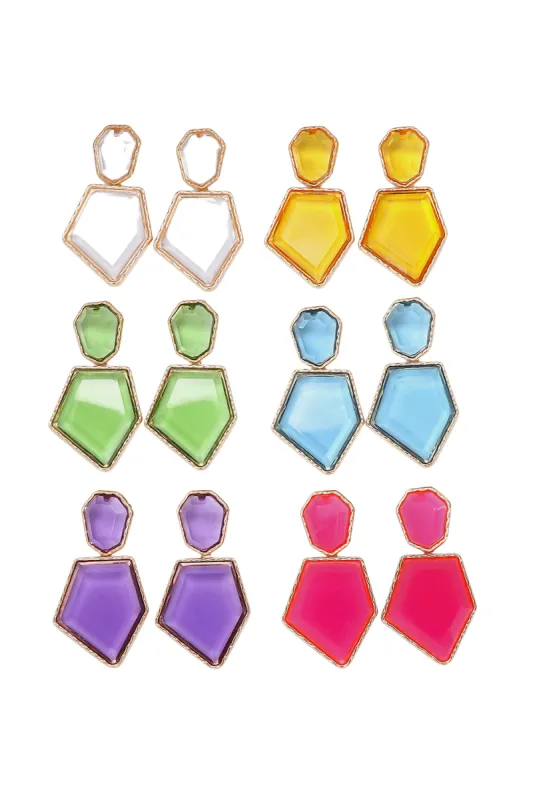 Geometrical Shape Zinc Alloy Frame Resin Dangle Earrings sold by Goodnight Macaroon
