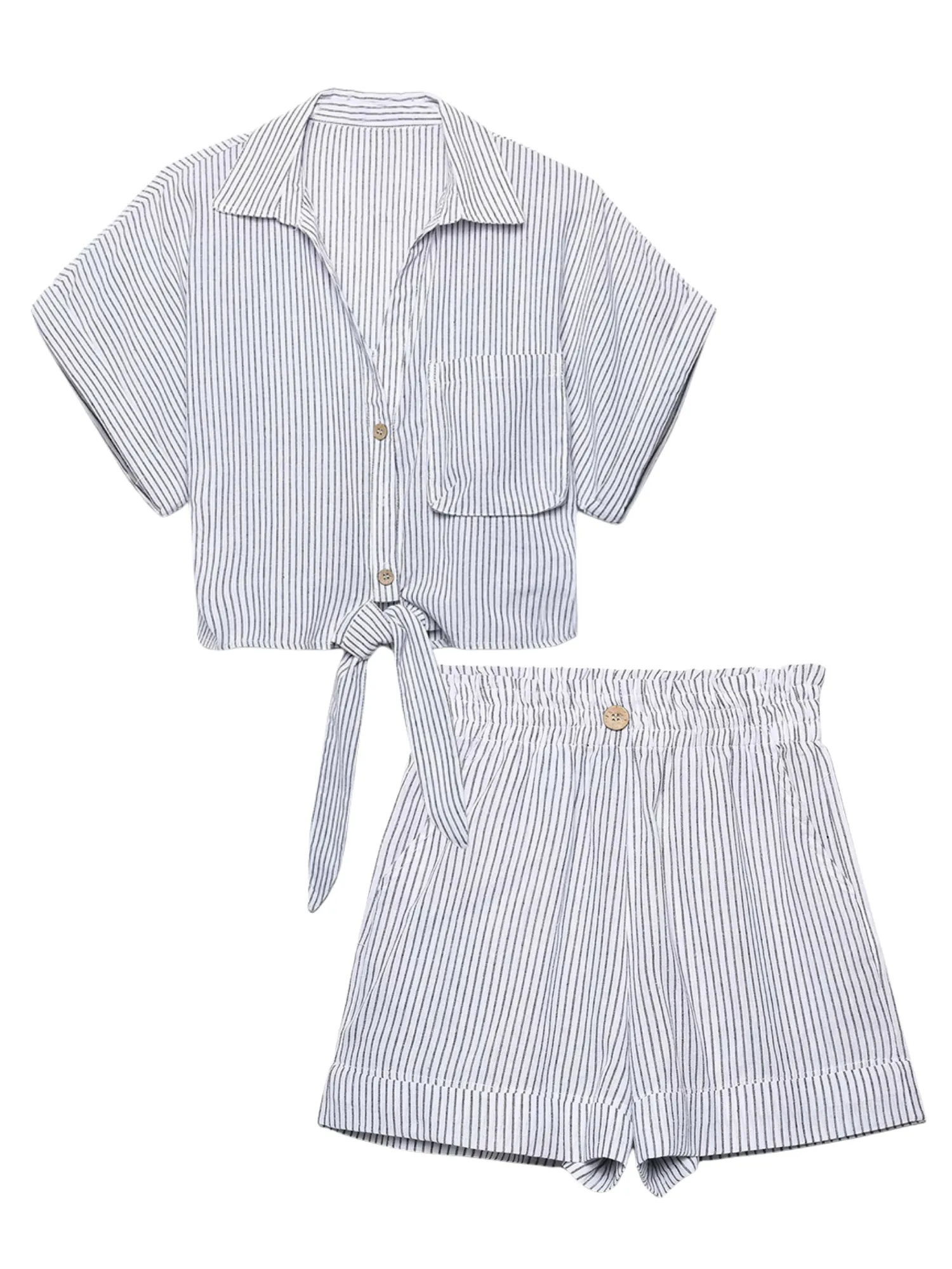 'Danny' Tie Stripe Shirt & Shorts Set sold by Goodnight Macaroon