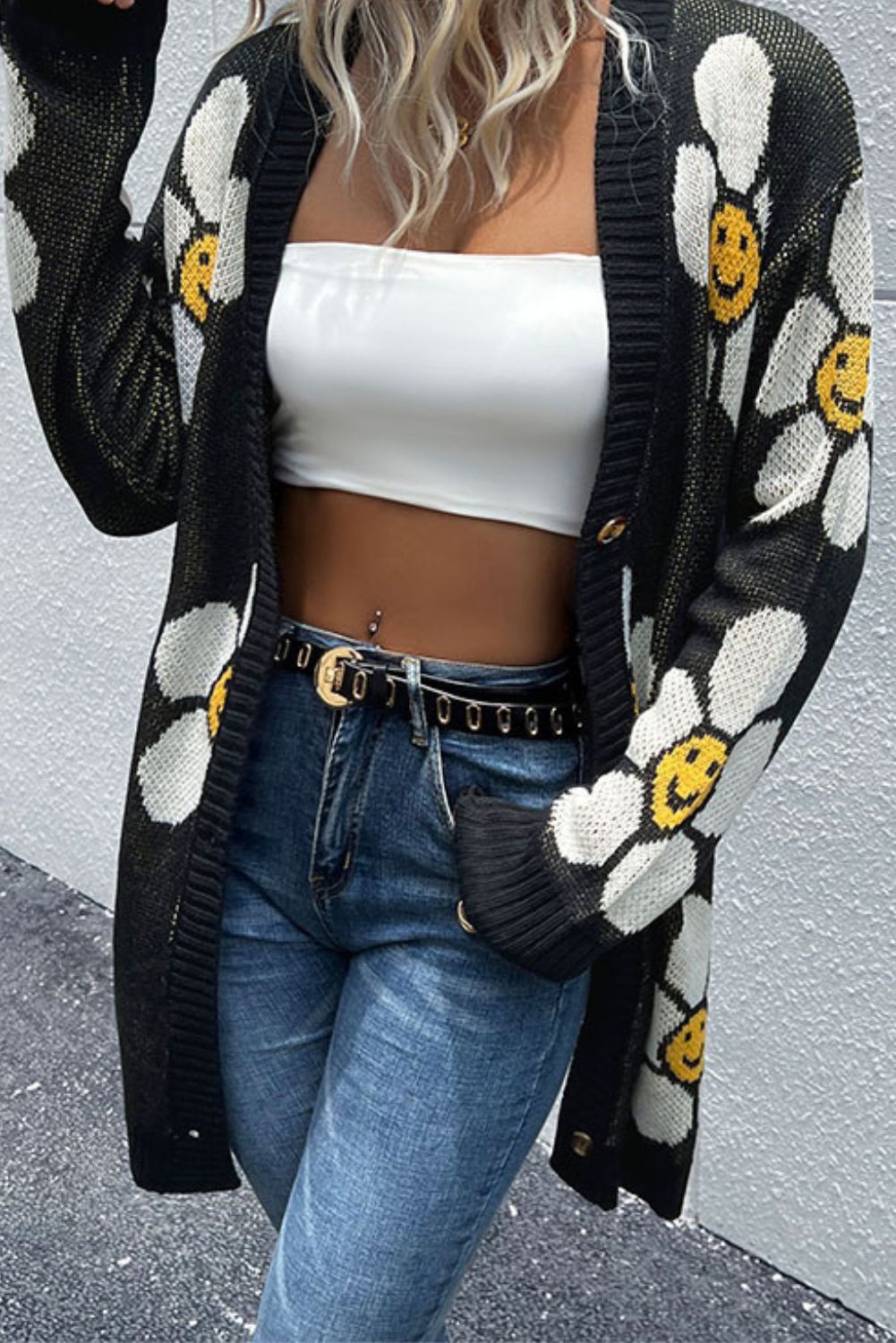 'Lala' Floral Long Sleeve Cardigan Mid Length sold by Goodnight Macaroon product image thumbnail 3