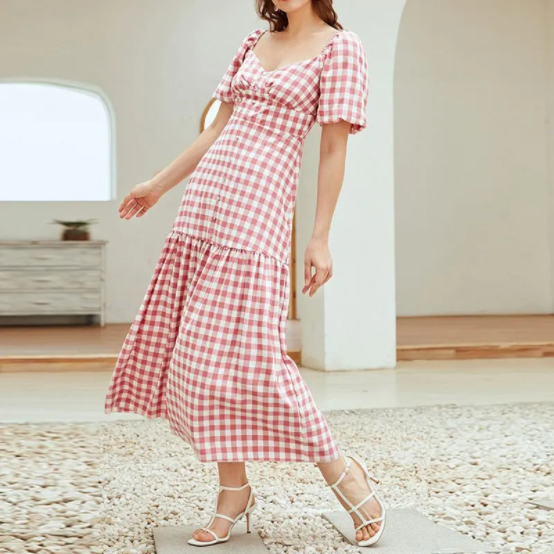 Gingham V-Neck Maxi Dress #166272 sold by Goodnight Macaroon