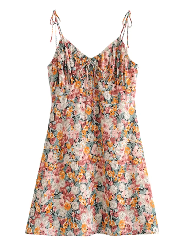 'Maeve' Floral Front Tied Mini Dress sold by Goodnight Macaroon