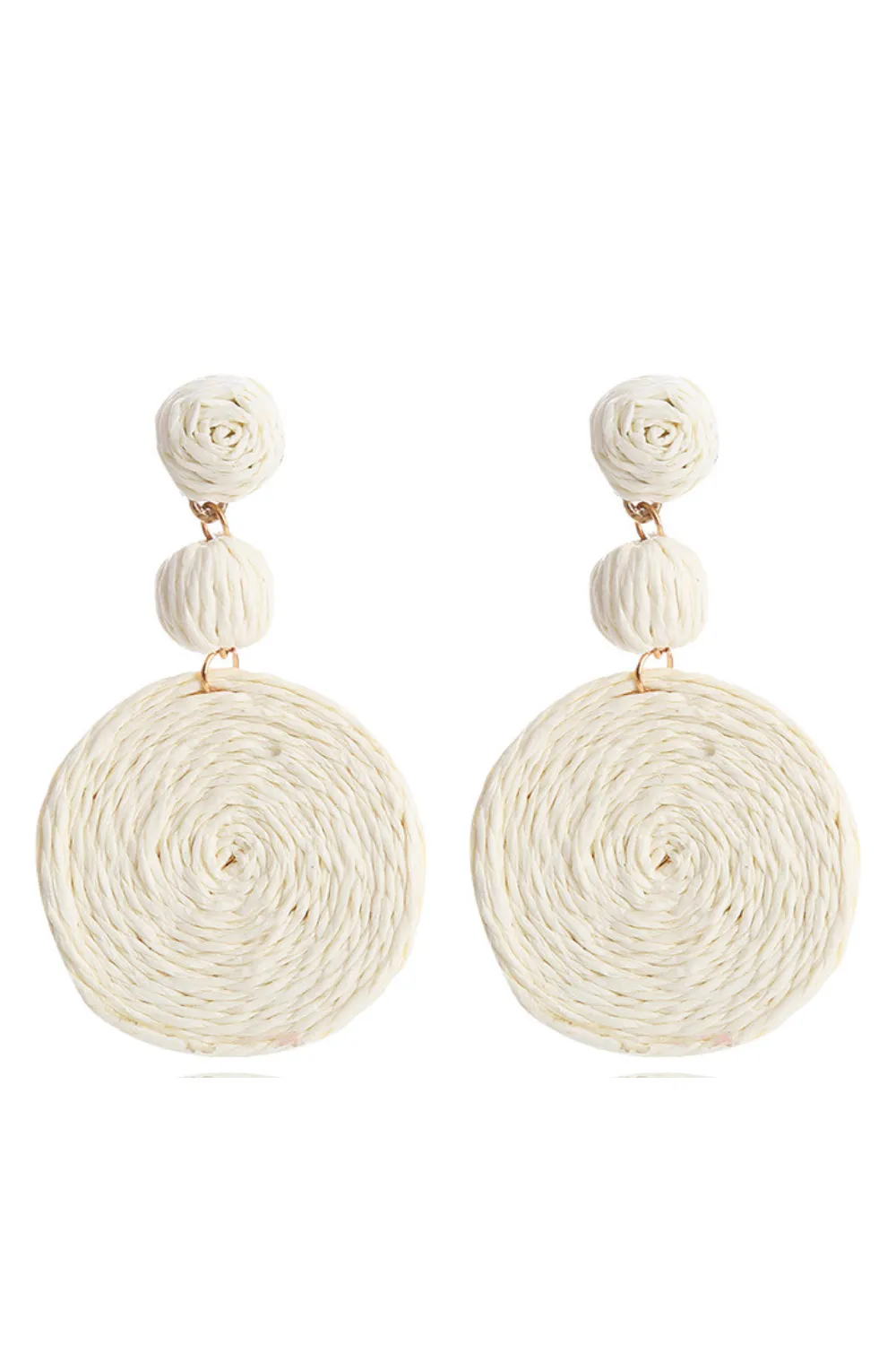 'Dina' Raffia Round Drop Earrings (12 Colors) sold by Goodnight Macaroon product image thumbnail 3