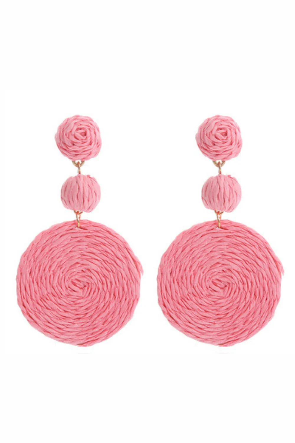'Dina' Raffia Round Drop Earrings (12 Colors) sold by Goodnight Macaroon product image thumbnail 4