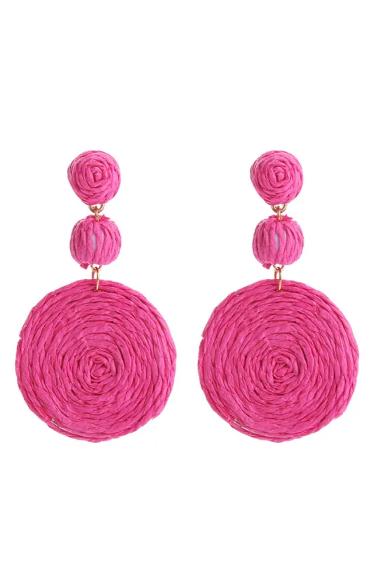 'Dina' Raffia Round Drop Earrings (12 Colors) sold by Goodnight Macaroon